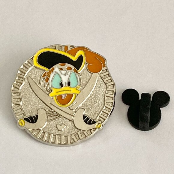 Disney Donald Duck Pirate Coin Trading Pin New Hidden Mickey Enamel Swords Token - Picture 2 of 6